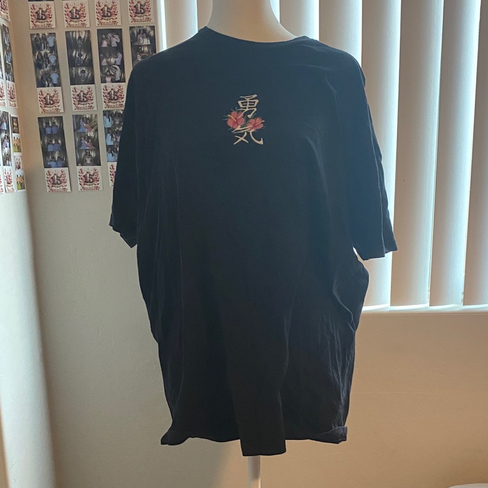 Riot Society Black Tee with Floral Graphic